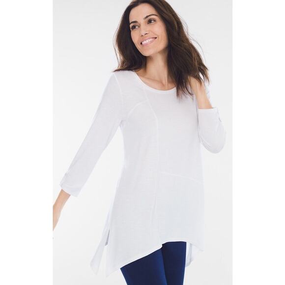 Chico's Zenergy Seam Detail White Flowy Comfy Tunic Top Sz Medium Sz 1 - Picture 3 of 12